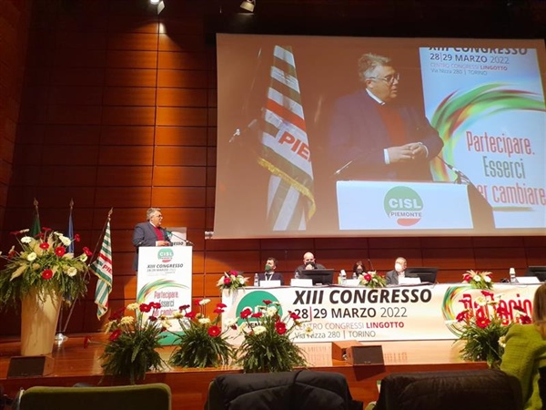 I saluti del presidente Buzio al XIII Congresso Cisl Piemonte