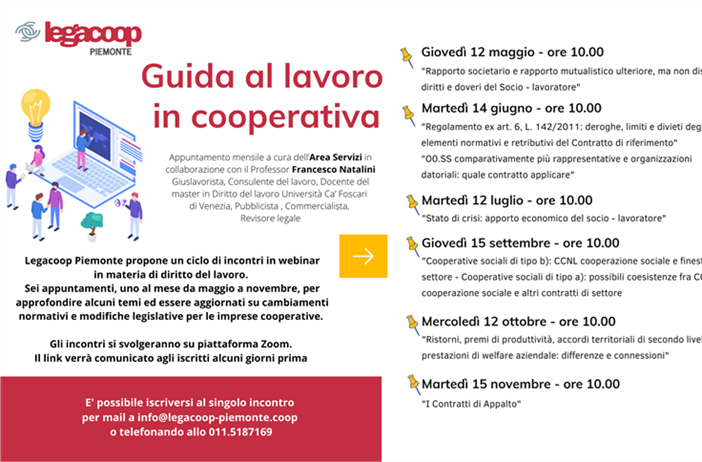 Al via il ciclo di seminari “Guida al lavoro in cooperativa”