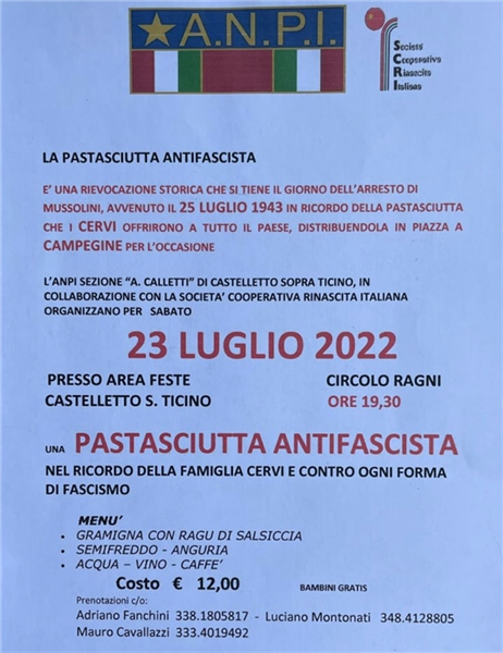 Pastasciutta Antifascista a Castelletto Ticino