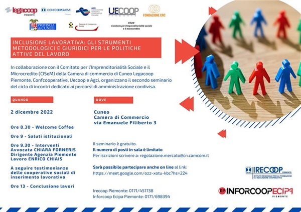 Inclusione lavorativa. A Cuneo un seminario di approfondimento su strumenti metodologici e giuridici per le politiche attive del lavoro