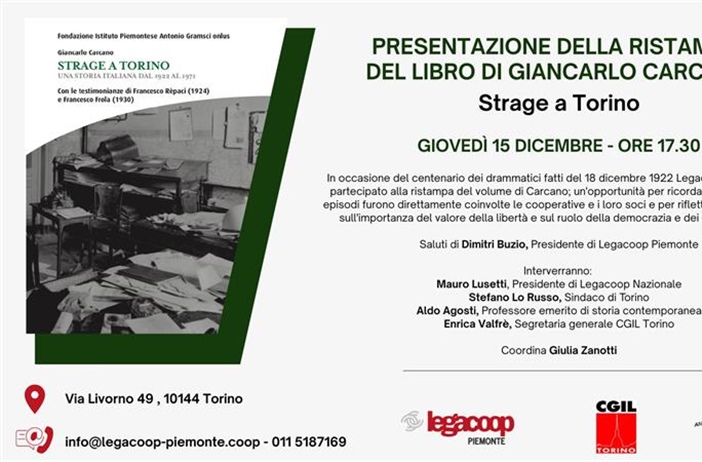 Presentazione della ristampa di “Strage a Torino” di Giancarlo Carcano:...