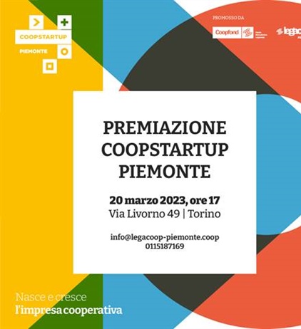 20 marzo ore 17: premiazione Coopstartup Piemonte