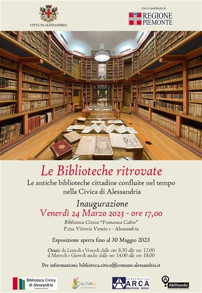 Fino al 30 maggio ad Alessandria la mostra “La biblioteche ritrovate” curata dalla cooperativa Arca