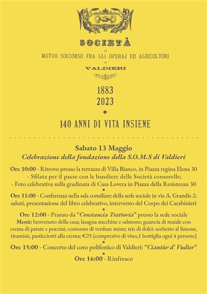 Soms di Valdieri: festeggiamenti per i 140 anni