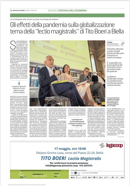 Verso il Festival Internazionale dell’Economia. Intervista a Tito Boeri prima delle Lectio Magistralis di Biella