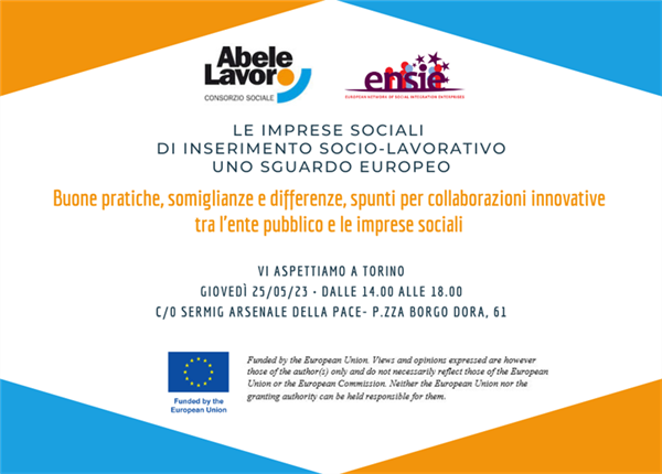Consorzio Abele Lavoro, il 25 maggio: “Le imprese sociali di inserimento socio-lavorativo. Uno sguardo europeo”