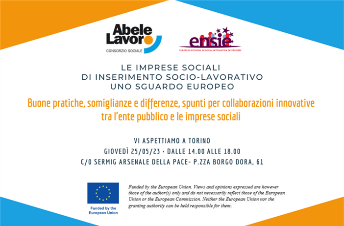 Consorzio Abele Lavoro, il 25 maggio: “Le imprese sociali di...