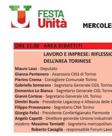 Lavoro e imprese: Legacoop Piemonte alla Festa de L'Unità