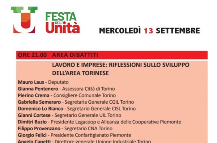 Lavoro e imprese: Legacoop Piemonte alla Festa de L'Unità