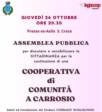 Carrosio, assemblea pubblica sulle cooperative di comunità