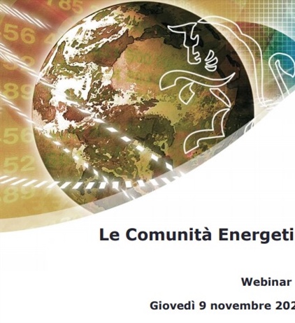 Le Comunità Energetiche Rinnovabili, webinar il 9 novembre