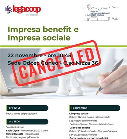A Cuneo un seminario su Impresa benefit e Impresa sociale con l'Ordine...