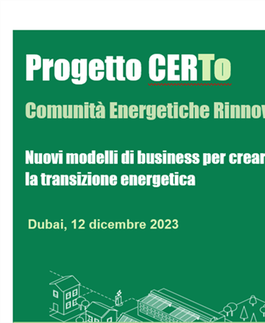 Il progetto CERTo partecipa alla COP 28 UAE