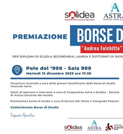 Astra e Solidea consegnano le borse di studio