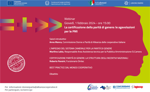 Certificazione di genere – Webinar Alleanza delle Cooperative italiane (ACI) - giovedì 1° febbraio ore 15