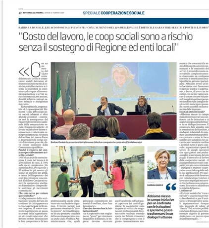 Costo del lavoro e rapporto con committenza pubblica: su La Stampa...