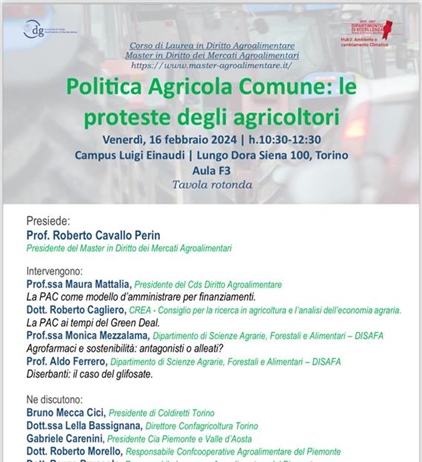 "Politica agricola comune e le proteste degli agricoltori": una tavola...