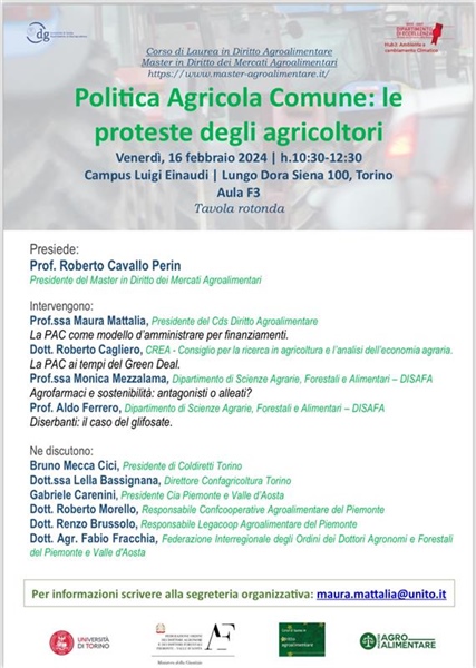"Politica agricola comune e le proteste degli agricoltori": una tavola rotonda per discuterne