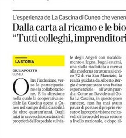 La cooperativa La Cascina di Cuneo incontra la ministra per la...