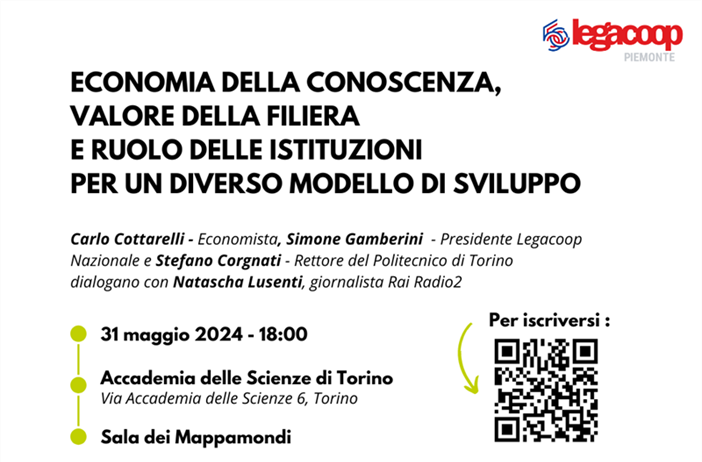 Legacoop al Festival Internazionale dell'Economia: venerdì 31 maggio ore 18