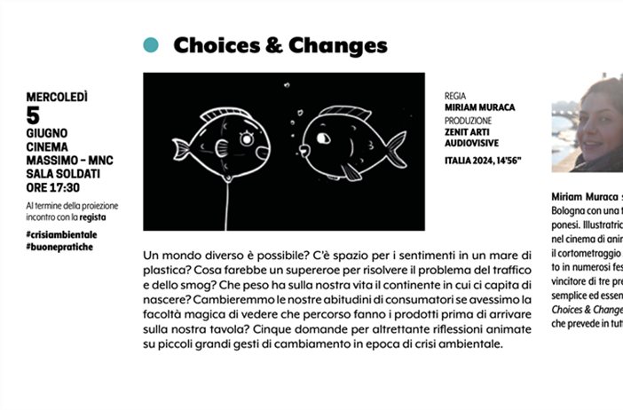 Cinemambiente 2024, Zenit presenta “Choices & Changes”