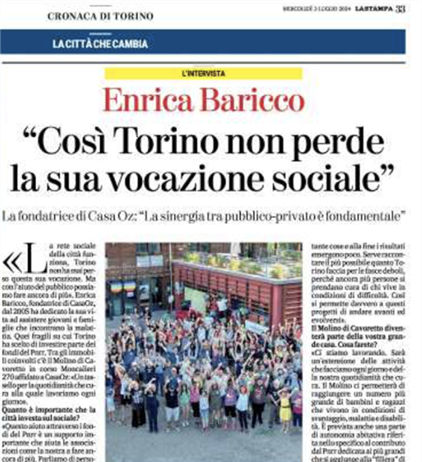 La sinergia tra pubblico e privato per il futuro sociale di Torino....
