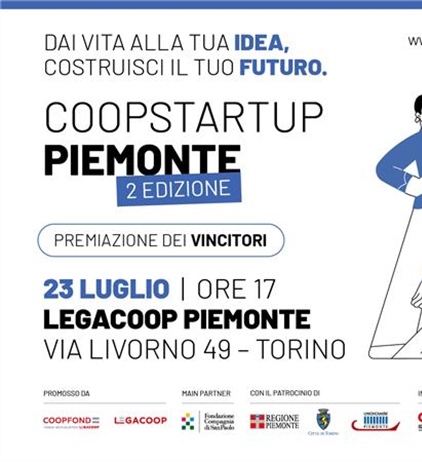 Coopstartup Piemonte II edizione: martedì 23 luglio l'evento finale