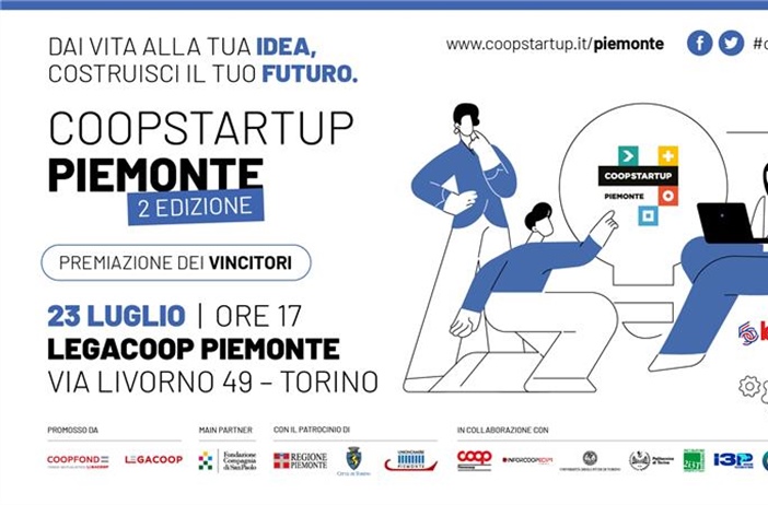 Coopstartup Piemonte II edizione: martedì 23 luglio l'evento finale