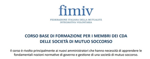 Corso base di formazione per i membri dei Cda delle Società di Mutuo Soccorso