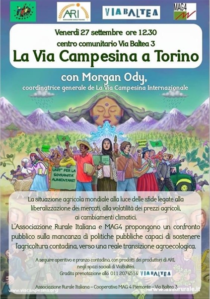 La Via Campesina a Torino: venerdì 27 settembre ore 12.30 al Centro comunitario di Via Baltea 3