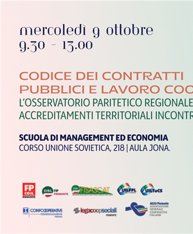 Torino ospita il convegno “Codice dei Contratti e Lavoro Cooperativo....