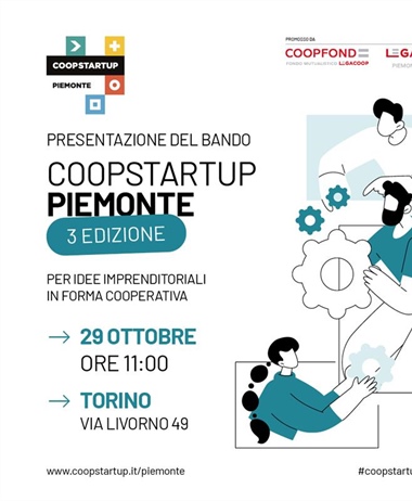 Coopstartup Piemonte III edizione: il 29 ottobre l'evento di presentazione