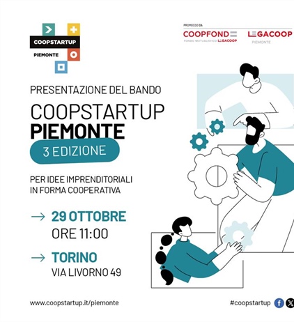 Coopstartup Piemonte III edizione: il 29 ottobre l'evento di presentazione