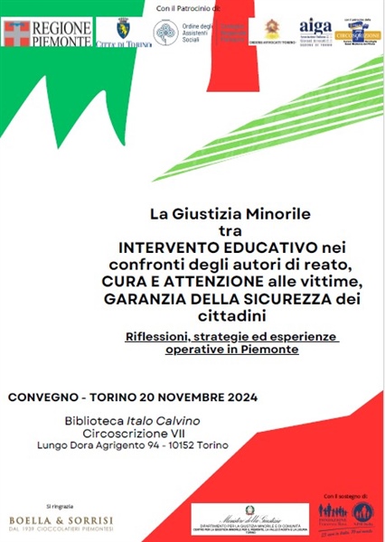 La Giustizia Minorile: riflessione ed esperienze. Il 20 novembre un convegno a Torino