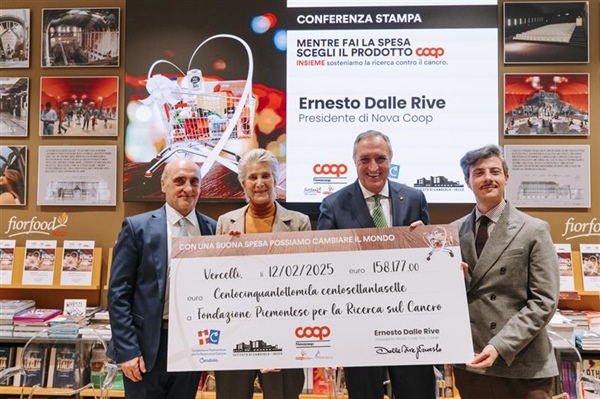 Nova Coop dona alla Fondazione Piemontese per la Ricerca sul Cancro oltre 158 mila euro e annuncia tremila visite di screening per i soci