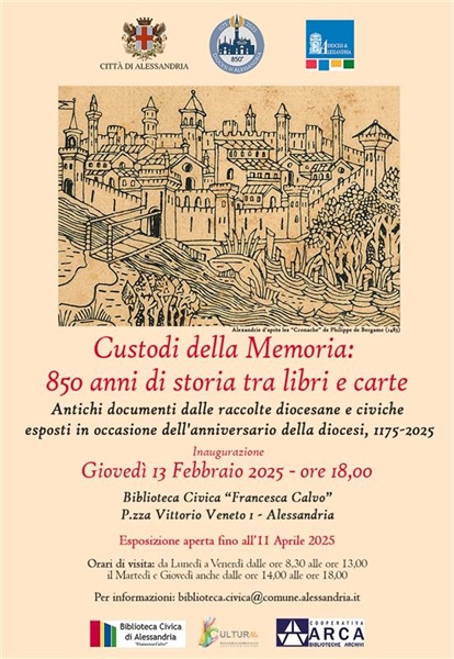 "Custodi della memoria": la mostra sugli 850 anni della Diocesi di Alessandria con la cooperativa Arca