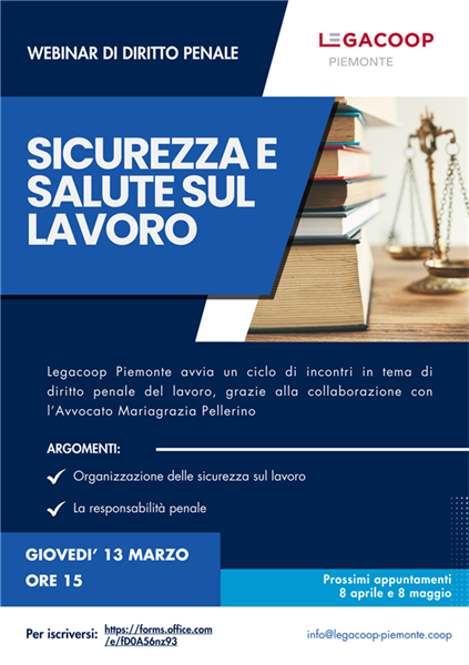 Al via il ciclo di webinar "Sicurezza e salute sul lavoro": primo appuntamento il 13 marzo ore 15