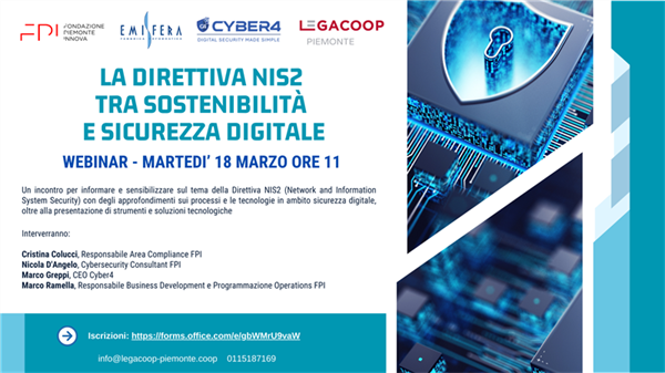 Cybersicurezza e Direttiva NIS2: webinar il 18 marzo ore 11