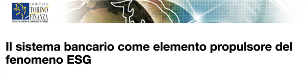 Webinar “Il sistema bancario come elemento propulsore del fenomeno ESG”