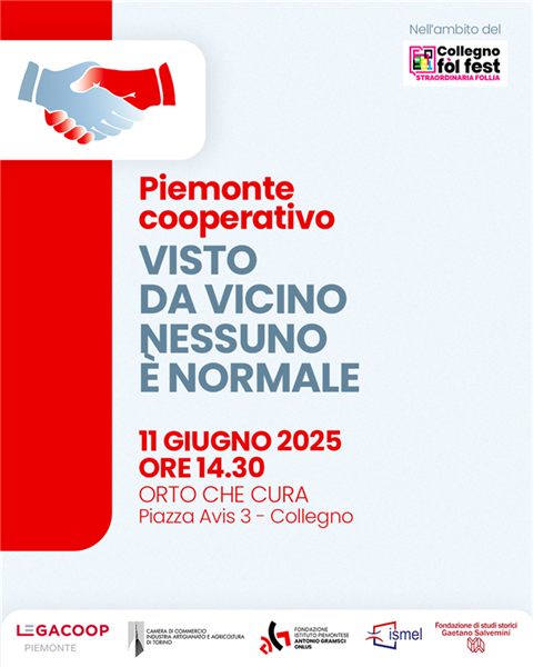 "Visto da vicino nessuno è normale": al Fol Fest il secondo incontro di "Piemonte Cooperativo. Una storia che si (r)innova"