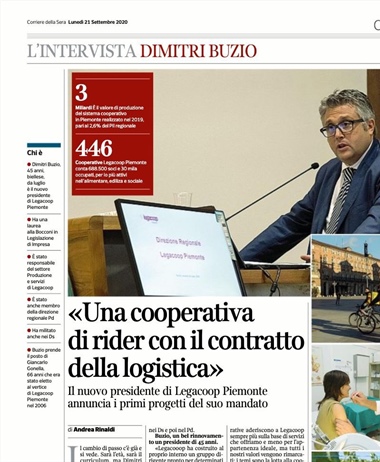 Intervista de Il Corriere della Sera Torino al Presidente di Legacoop...