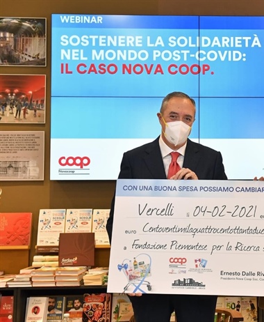 Nova Coop, oltre 120 mila euro di donazione per l'Istituto di Candiolo...