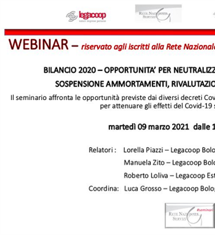 Webinar: Bilancio 2020, opportunità per neutralizzare gli effetti del Covid