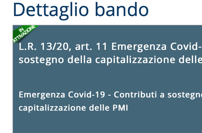 Al via il bando di sostegno alla capitalizzazione delle PMI