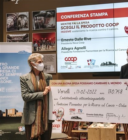 Nova Coop dona 130 mila euro alla Fondazione Piemontese per la ricerca...
