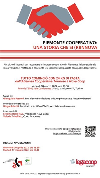 Piemonte Cooperativo: una storia che si (r)innova. Venerdì 18 marzo il primo incontro