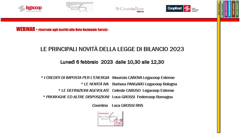 Webinar Rns Febbraio Le Principali Novit Della Legge Di