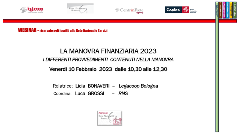 Webinar 10 Febbraio: “La Manovra Finanziaria 2023”